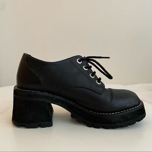 UNIF 'Penny Shoe' black leather platform heels